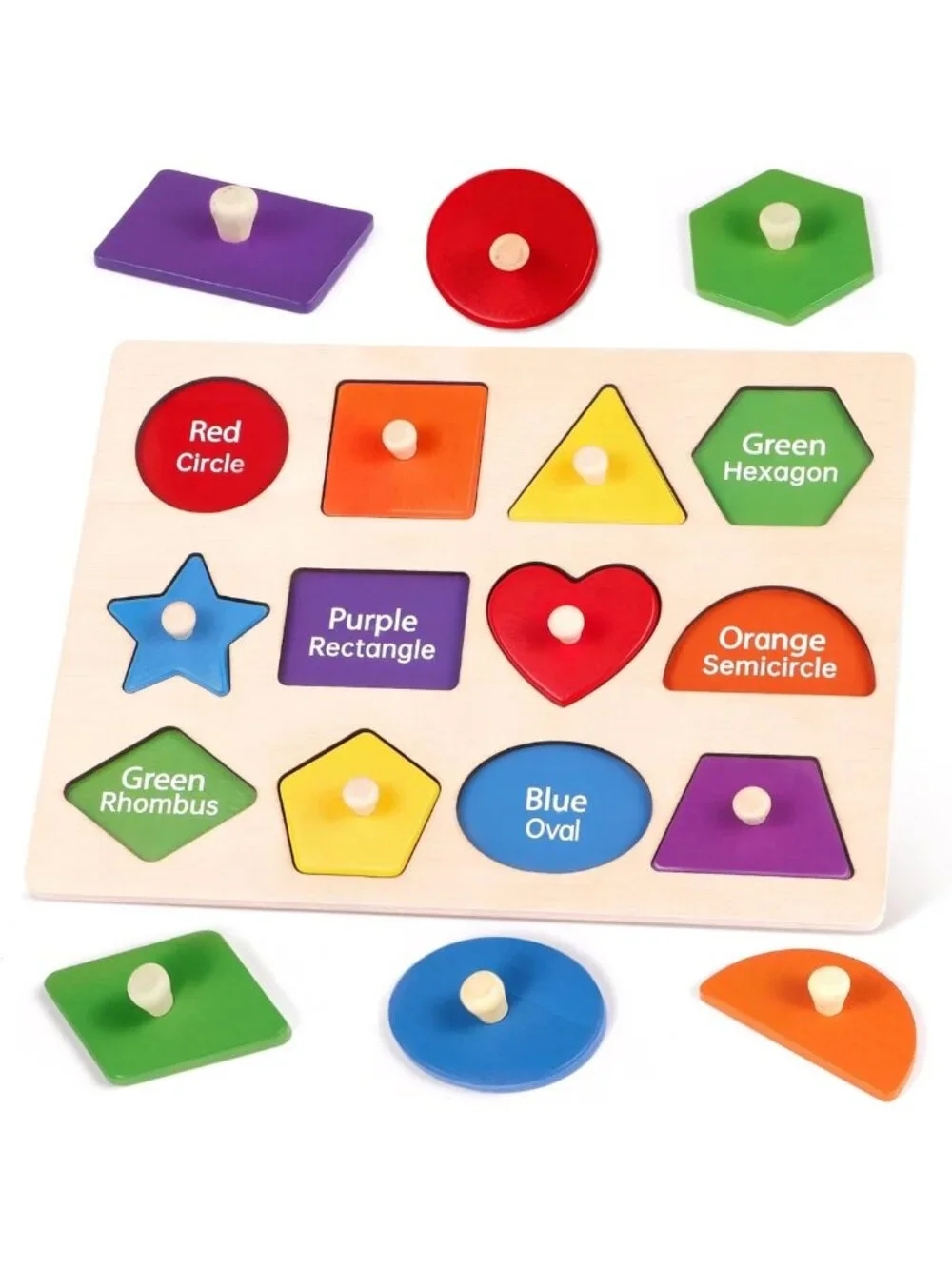 Montessori Wooden Shape Puzzles for Toddlers 1-4, Easy-Grip Educational Toys